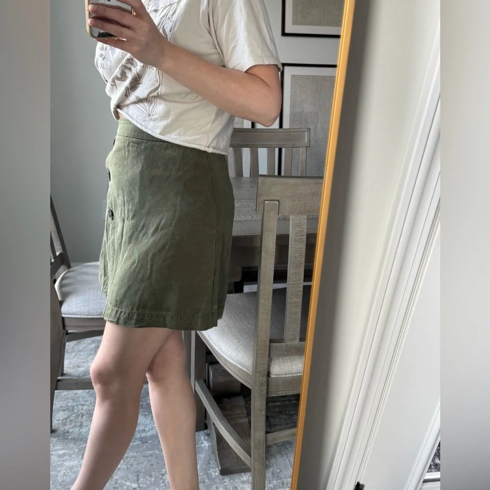 Corduroy Olive Button-Detail Women's Skirt - Picture 10 of 10